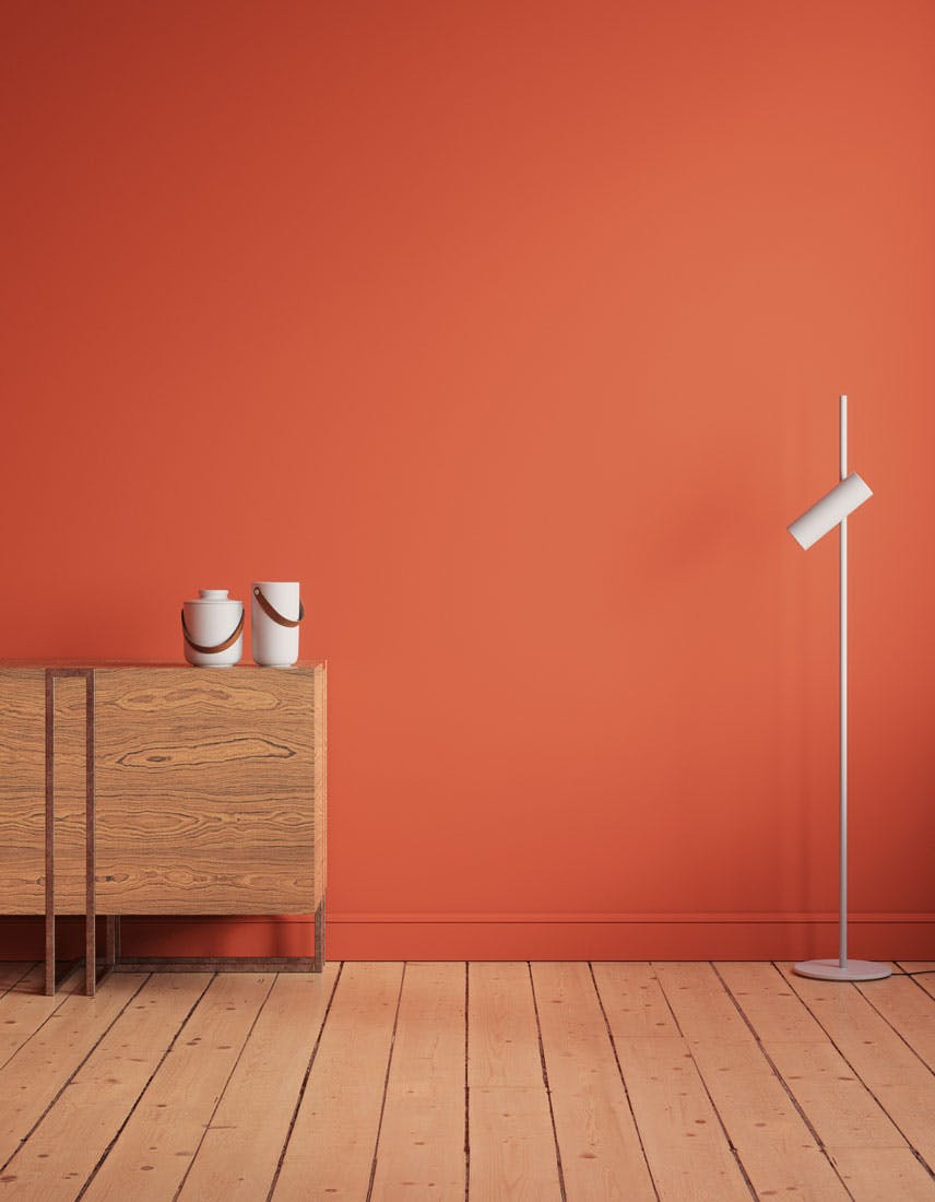 Kitchen scene decorated with Lick Orange 01 paint