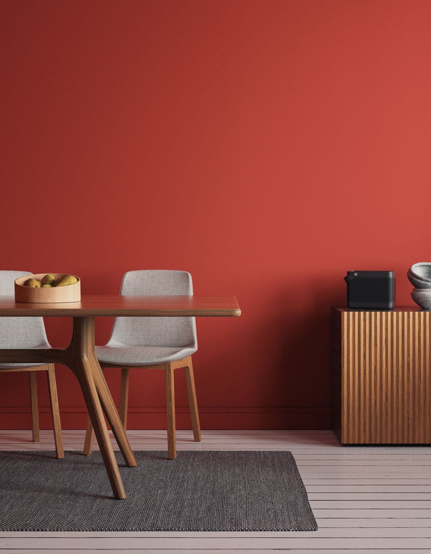 Dining room scene decorated with Lick Red 02 paint