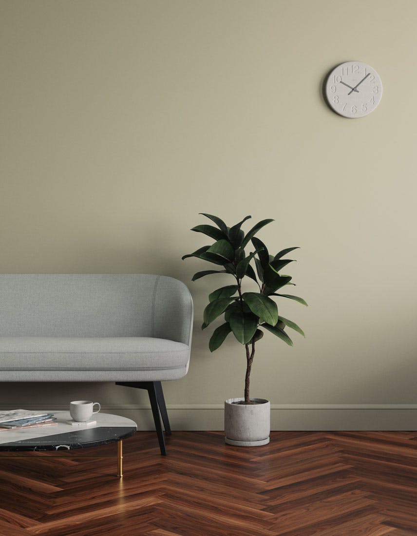 Living room scene decorated with Lick Green 01 paint