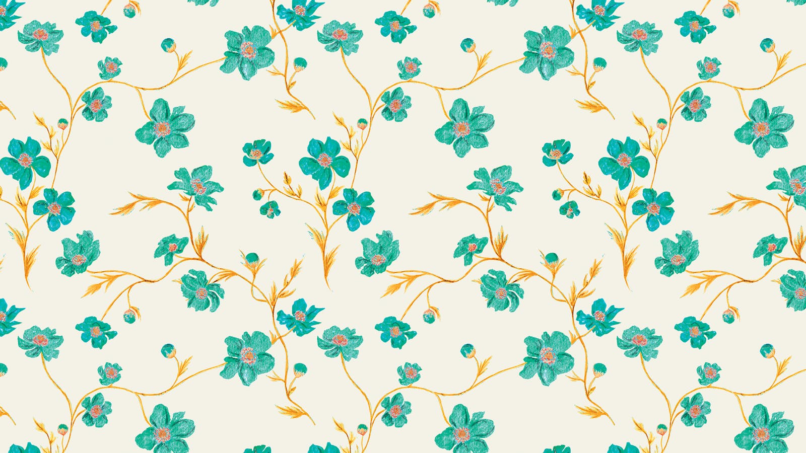 Lick x Jenna Hewitt Anemone 01 turquoise floral wallpaper