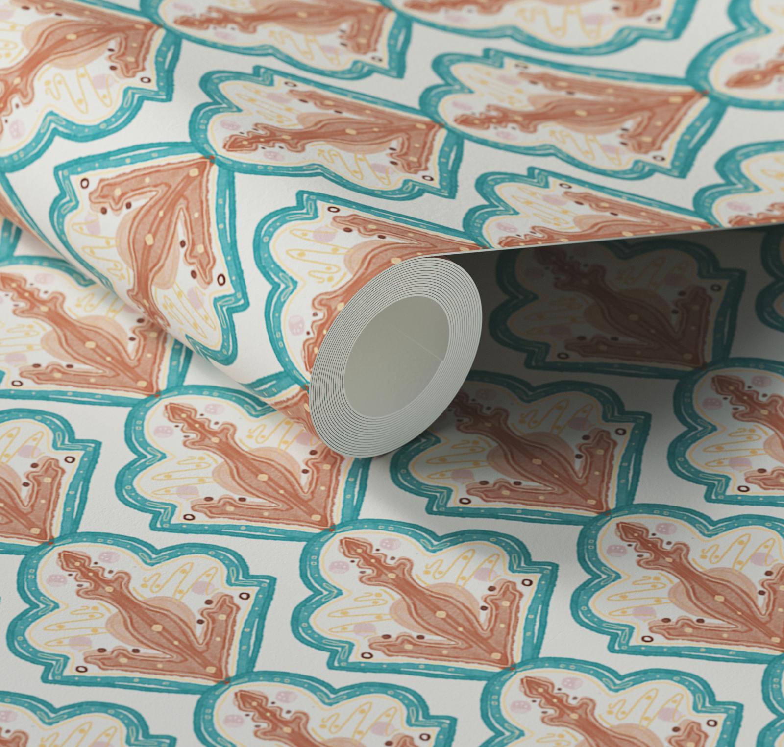 Close up of Lick x Lottie McDowell Travelling Tiles 01 mosaic wallpaper