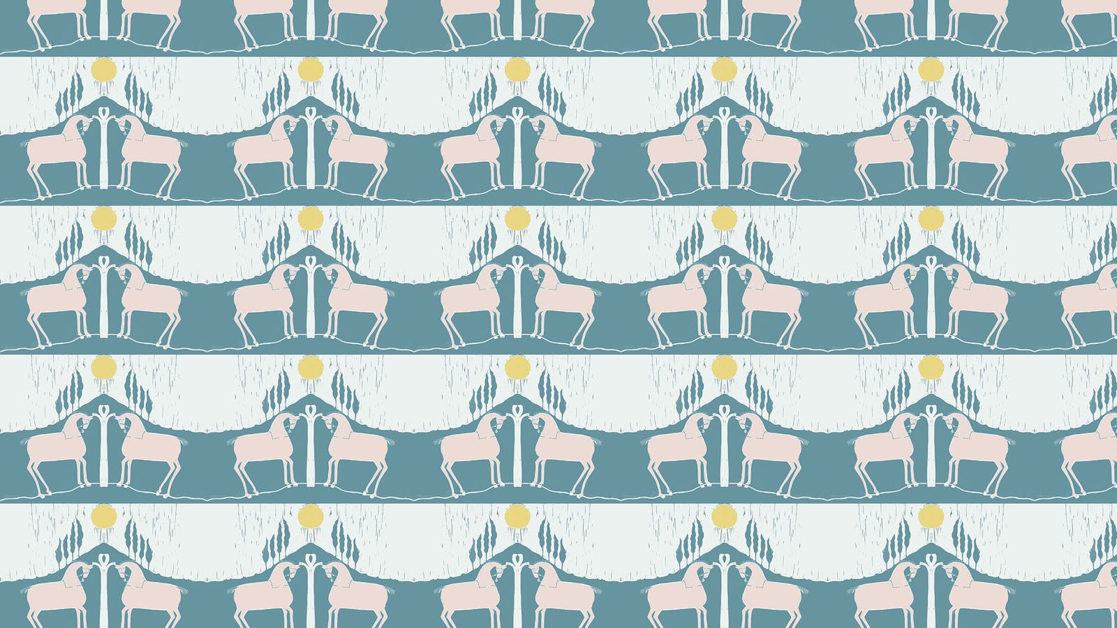 Lick x Annika Reed Western 01 teal and yellow animal wallpaper