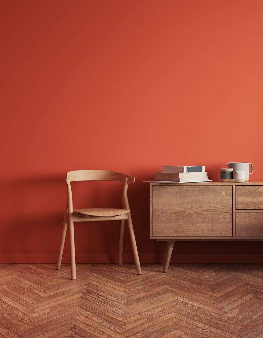 Hallway scene decorated with Lick Orange 01 paint