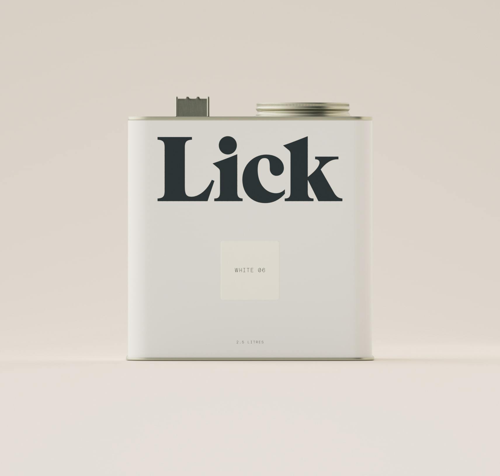 Close of of tin in Lick White 06 paint colour