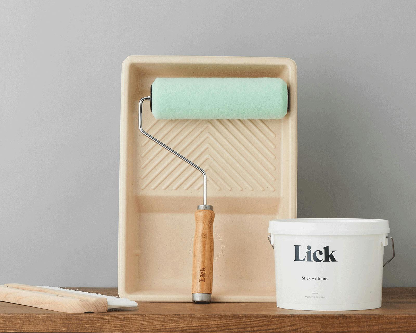 Lick Wallpapering Kit Against Grey Background