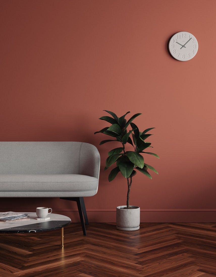 Living room scene decorated with Lick Red 01 paint