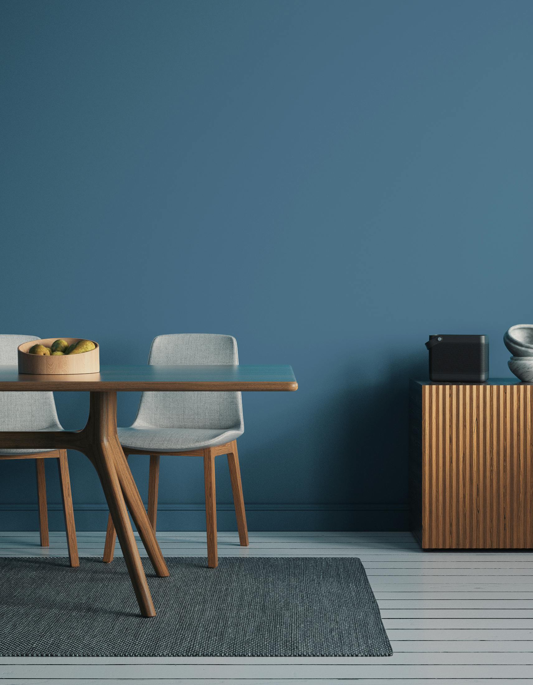 Dining room scene decorated with Lick Blue 05 paint