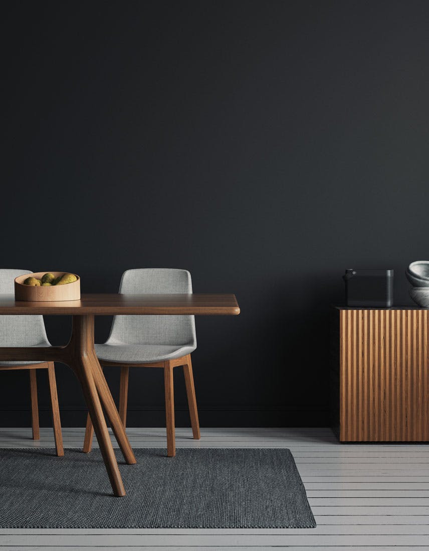 Dining room scene decorated with Lick Black 02 paint