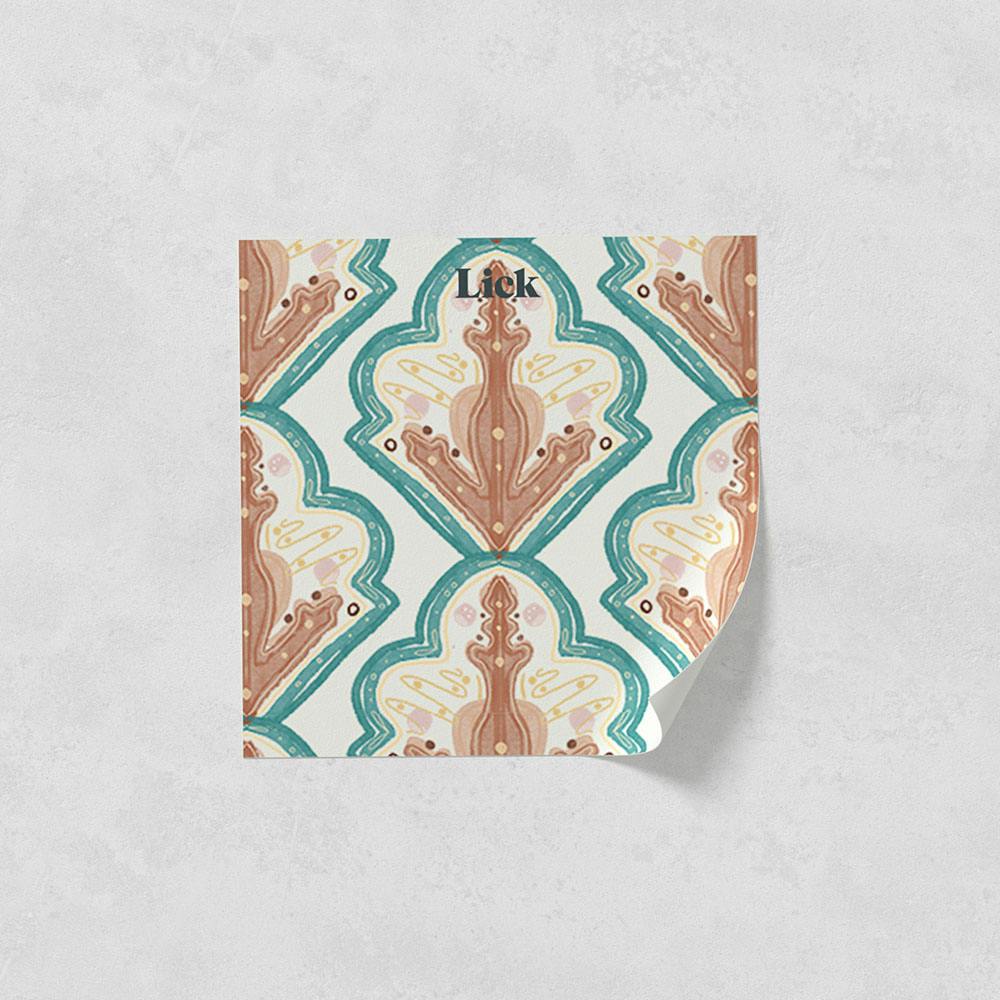 Lick peel and stick wallpaper sample in Travelling Tiles 01