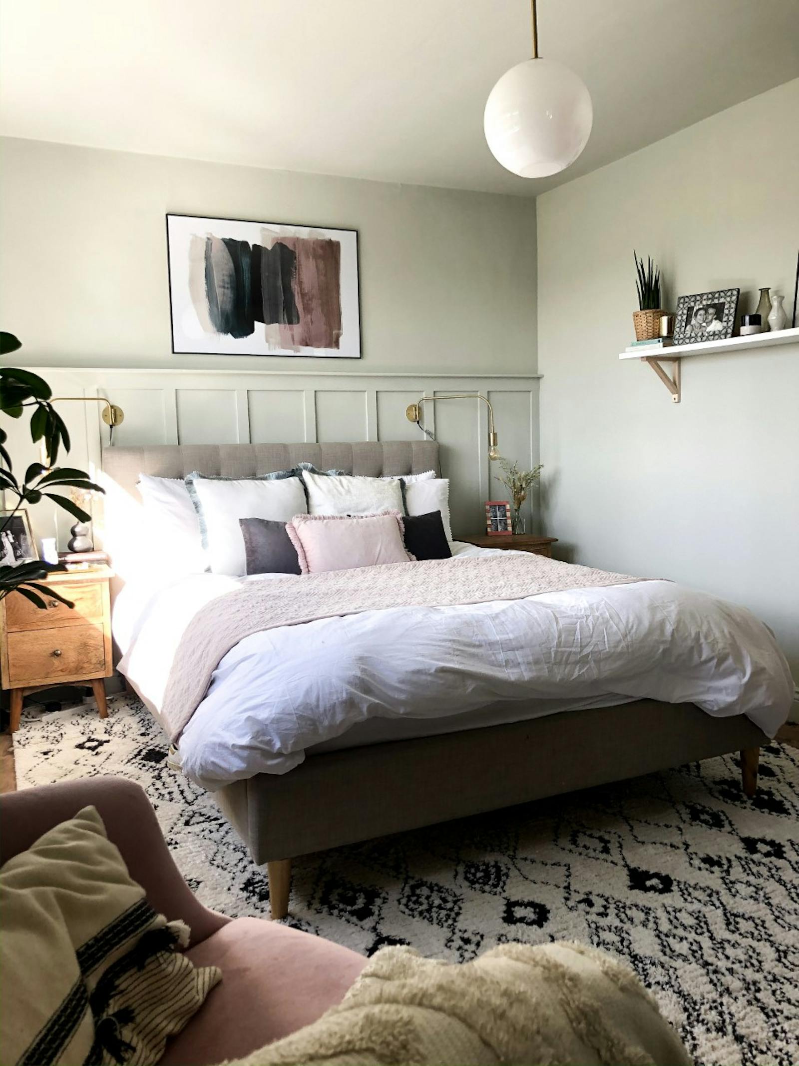 bedroom painted in light grey