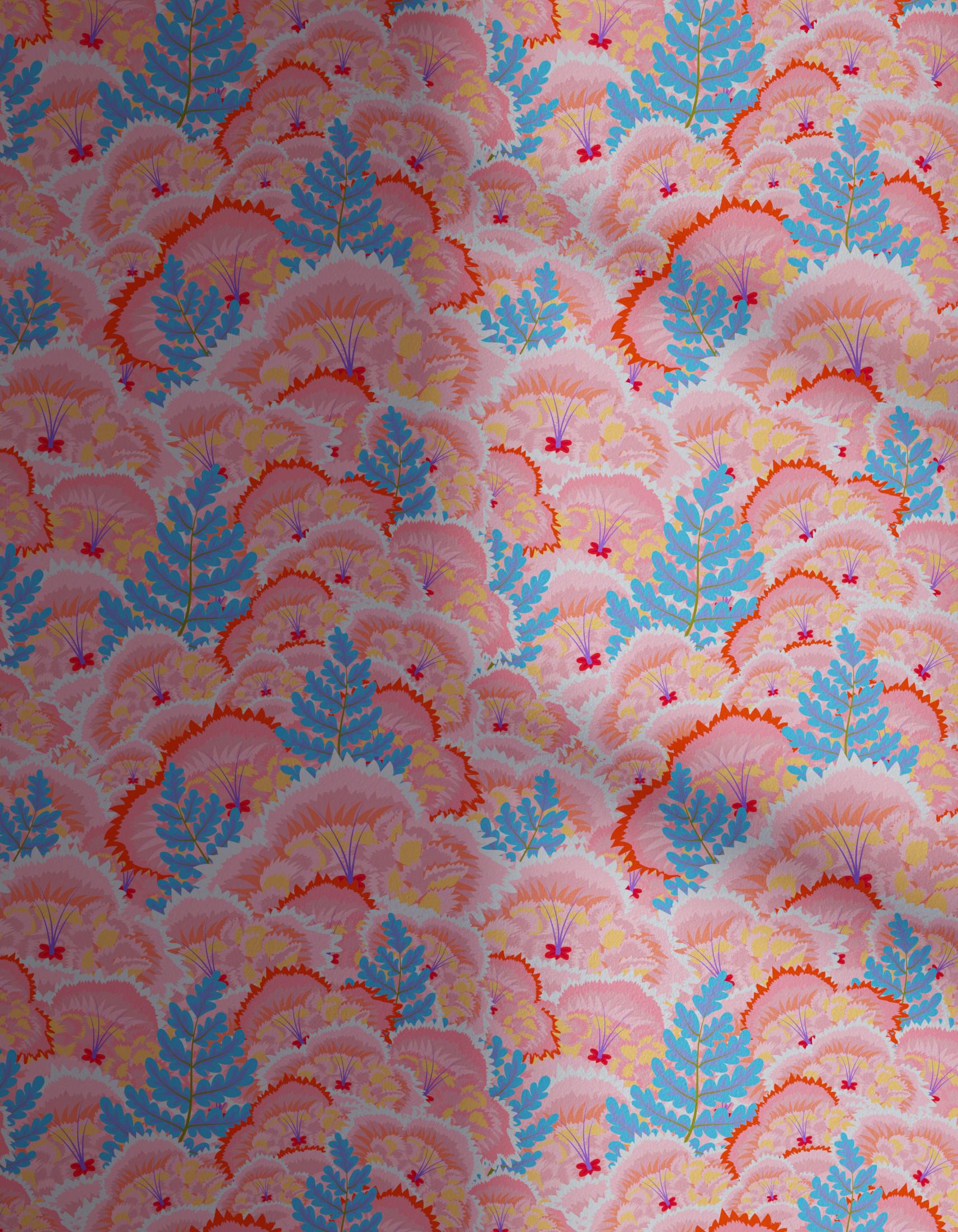 Lick x Natasha Coverdale Electric Poppies floral wallpaper in pink with shadow