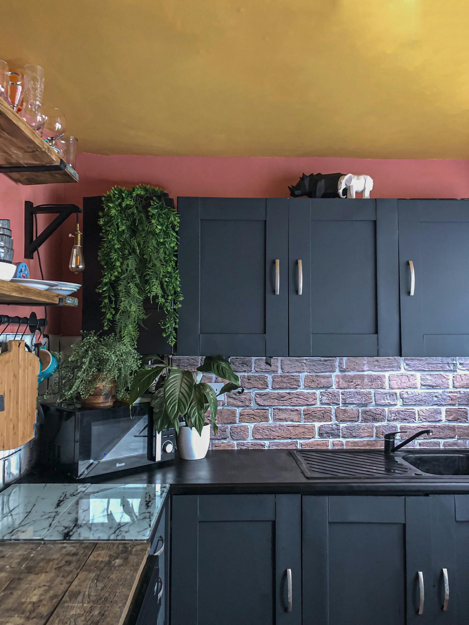Kitchen painted in Black 01, Yellow 02 and Red 03