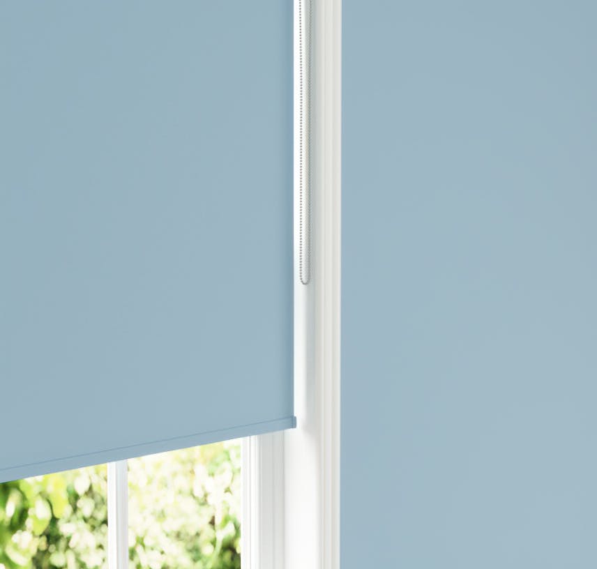 Lick Blue 04 roller blinds against Blue 04 wall
