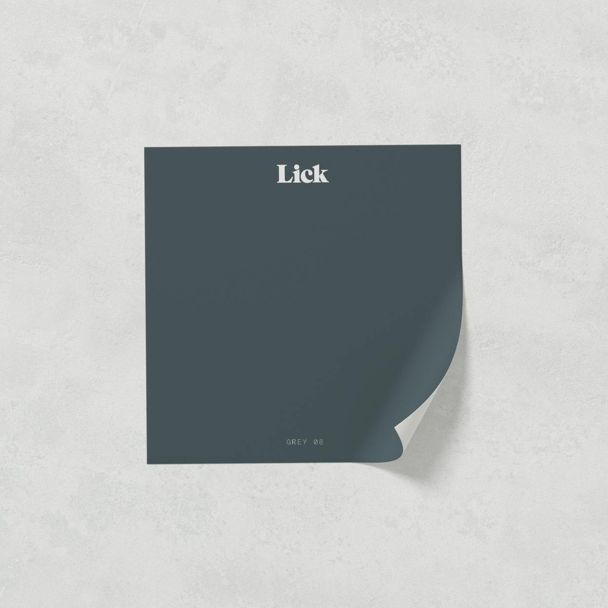 Peel and stick sample of Lick Grey 08 paint colour