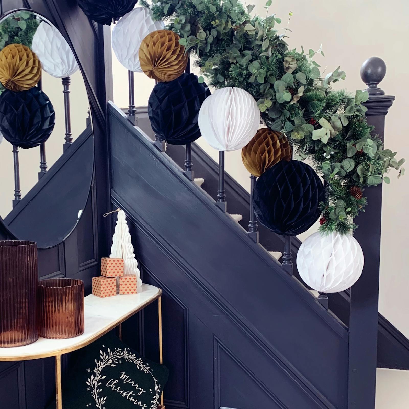Hallway with Christmas decorations and garlands