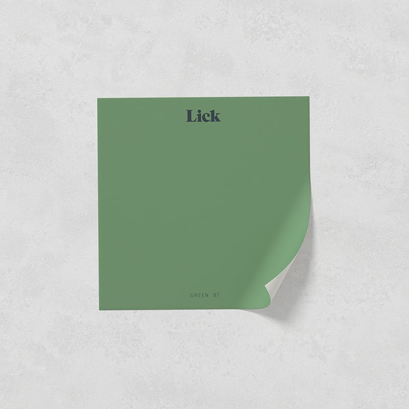 Lick peel and stick paint sample in Green 07