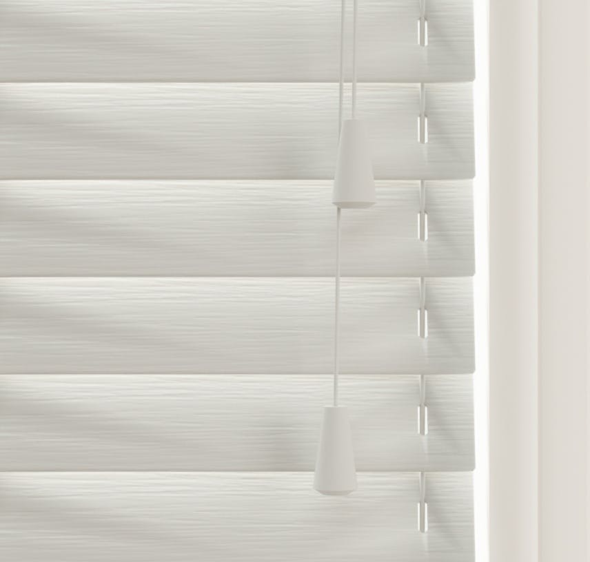 Close up view of Lick Grey 03 Venetian fine grain blinds
