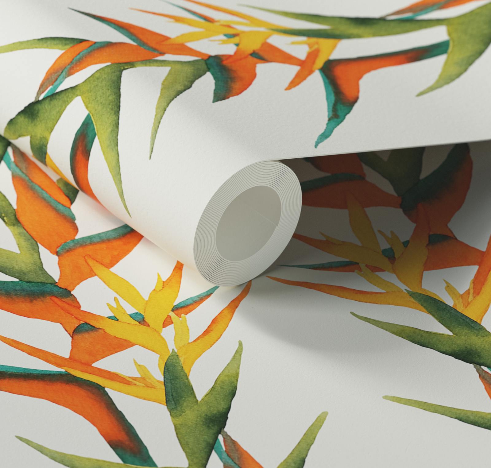 Close up of Lick x Belinda Bayley Paradise Vine 01 orange exotic botanical wallpaper