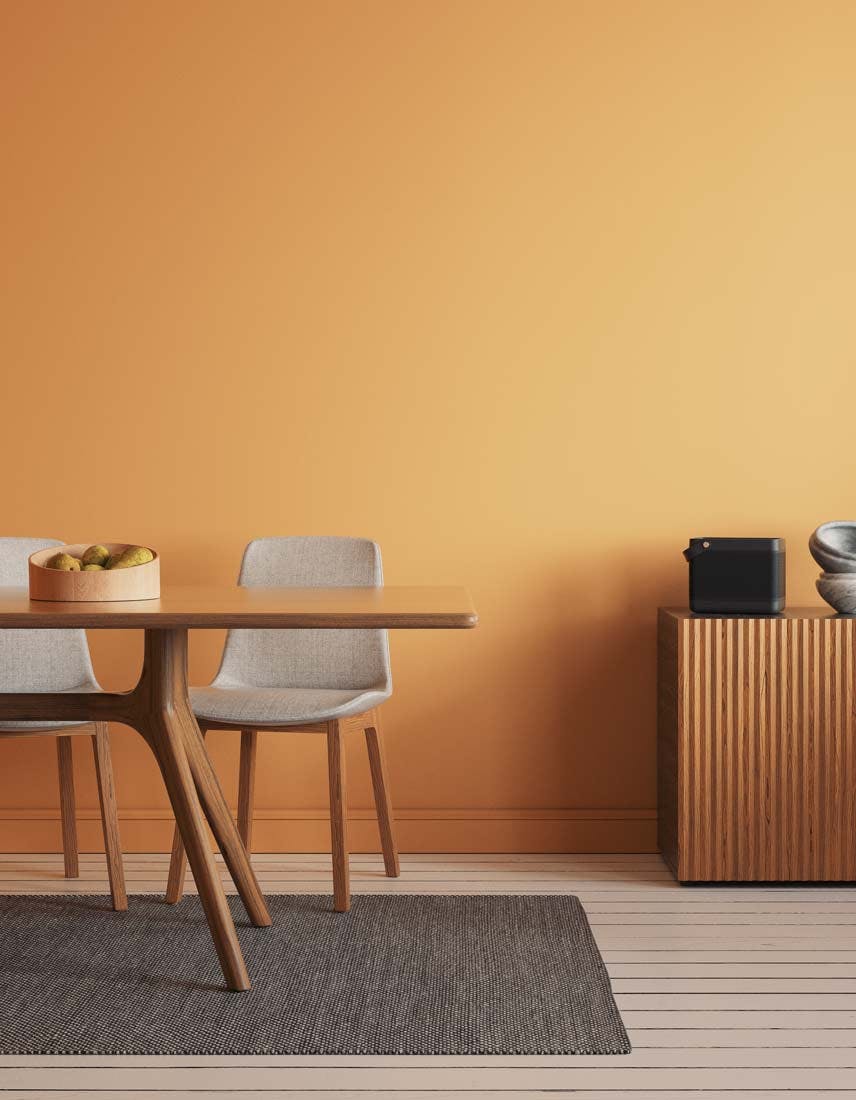 Dining room scene with Lick Yellow 02 paint