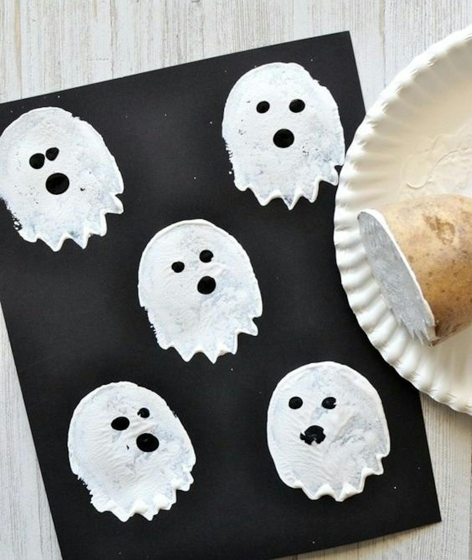 Potato stamps in ghost print