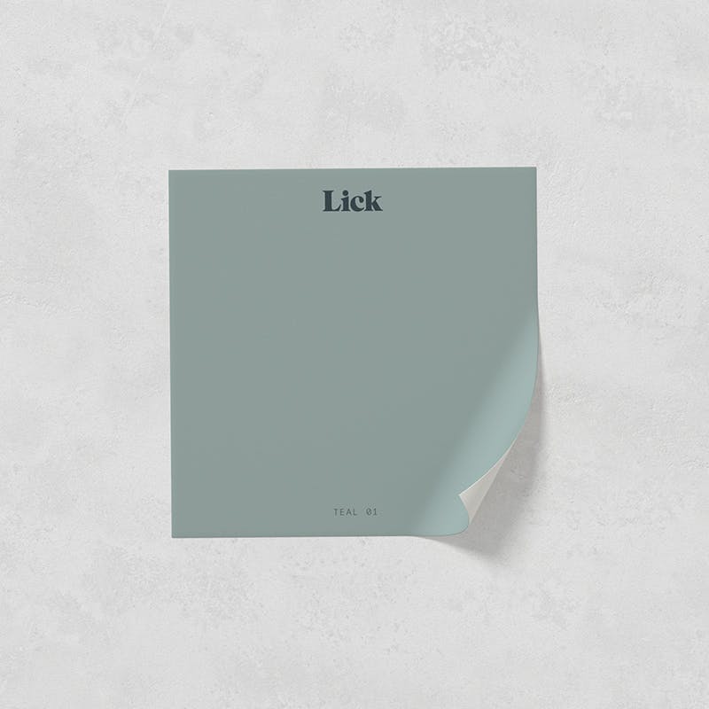 Lick peel and stick paint sample in Teal 01