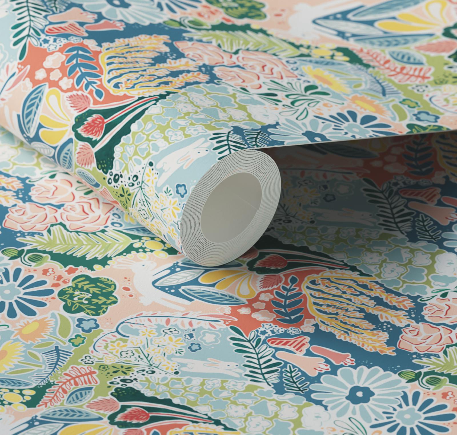 Close up of Lick x Franki Barber Enchanted Forest 01 kid's magical rabbit wallpaper