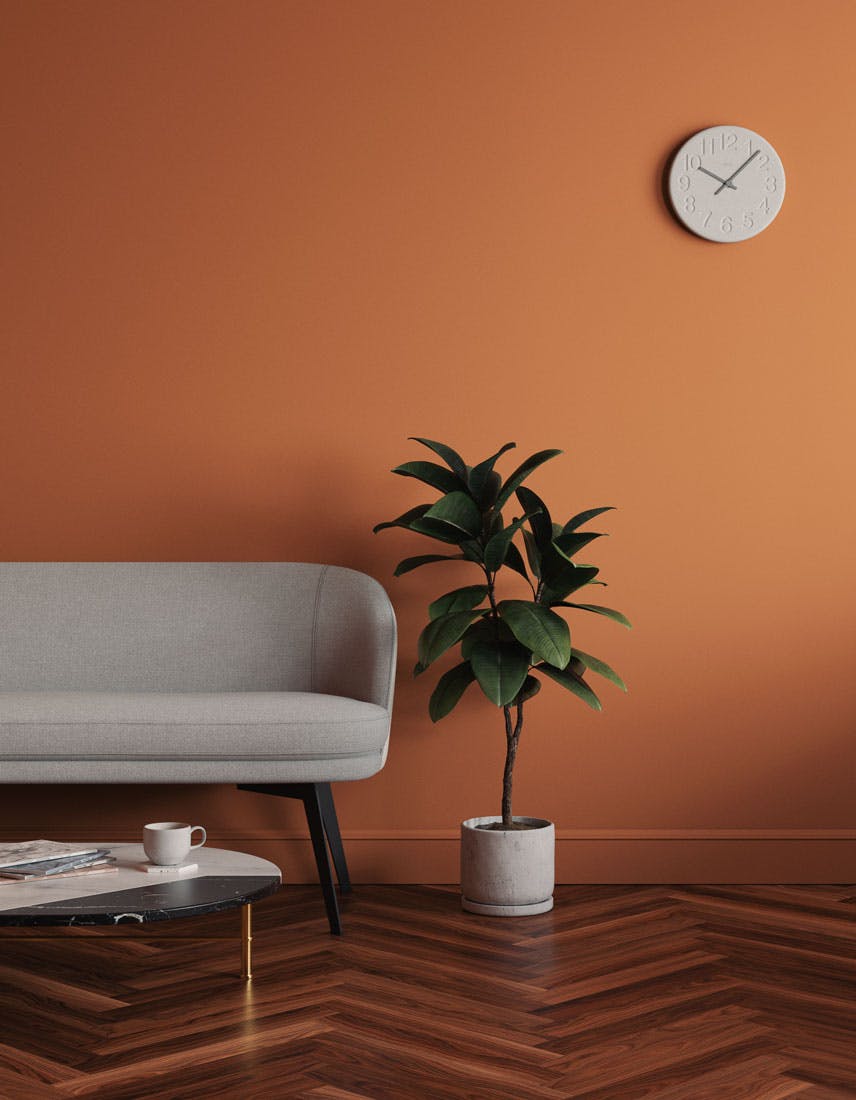 Living room scene decorated with Lick Orange 02 paint