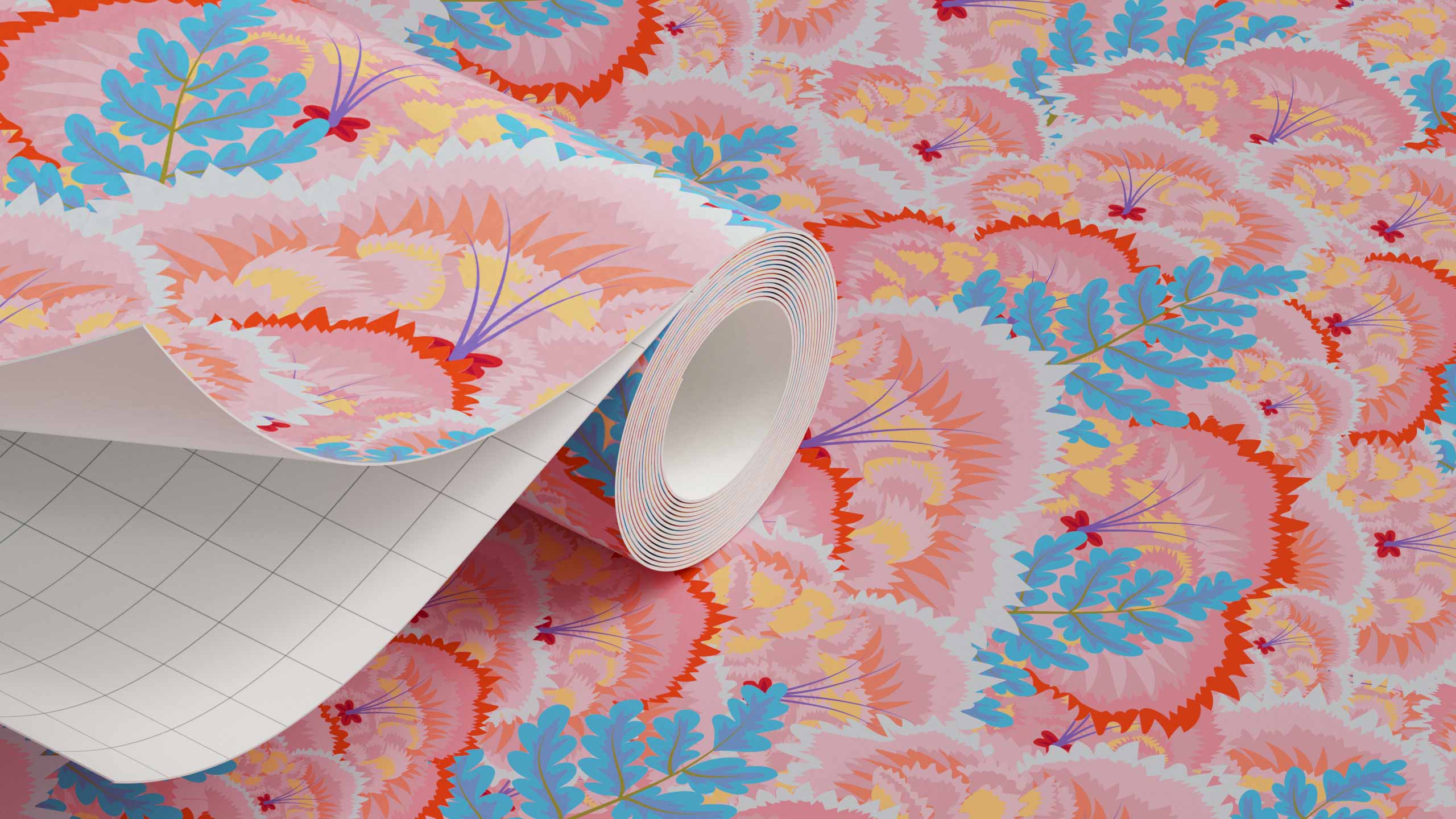 Electric Poppies 01 SelfAdhesive Pink Floral Wallpaper Lick