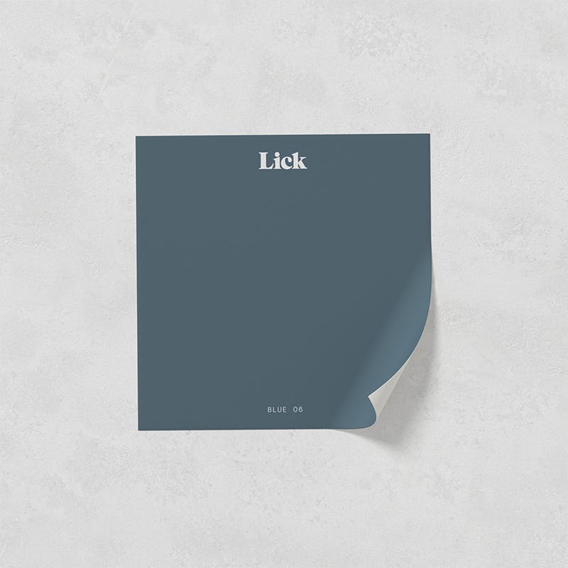 Lick peel and stick paint sample in Blue 06
