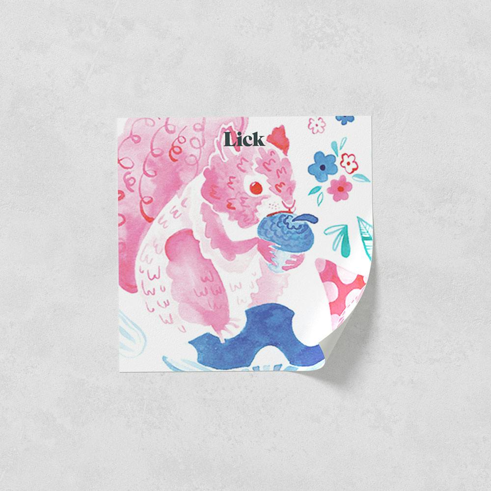 Lick peel and stick wallpaper sample in Woodland Animals 01