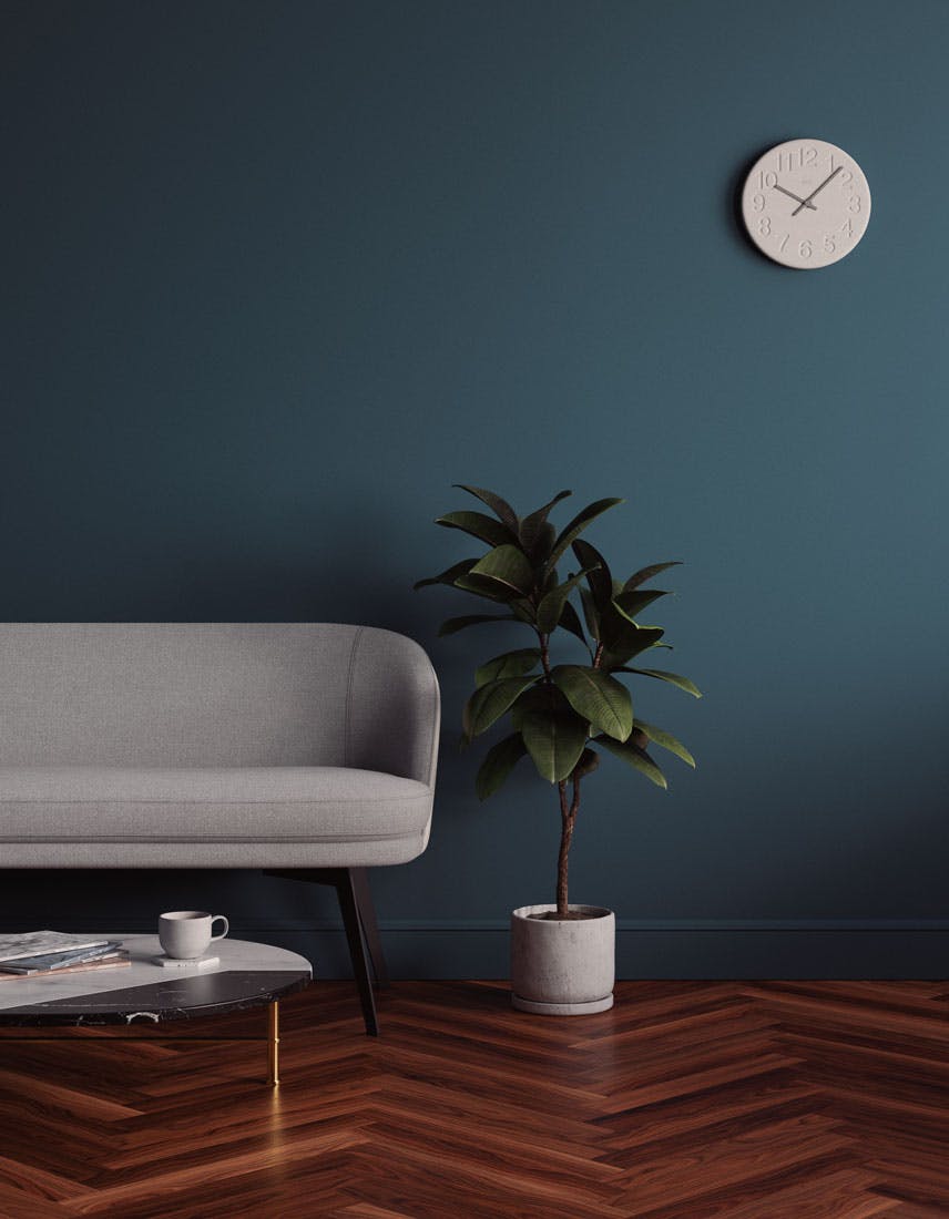 Living room scene decorated with Lick Blue 06 paint