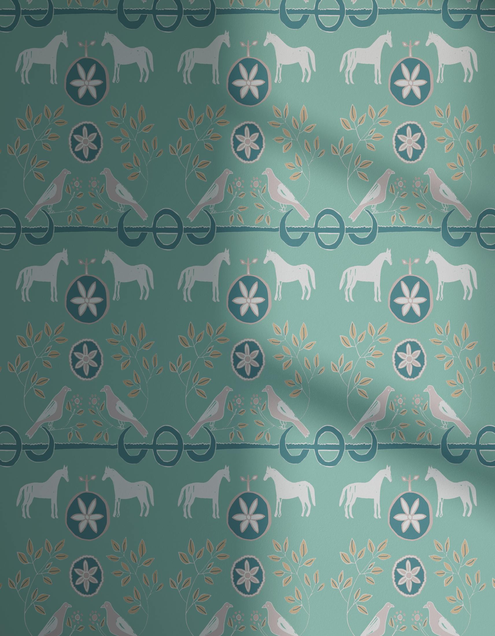 Lick x Annika Reed Dove 02 kid's green dove wallpaper with shadow