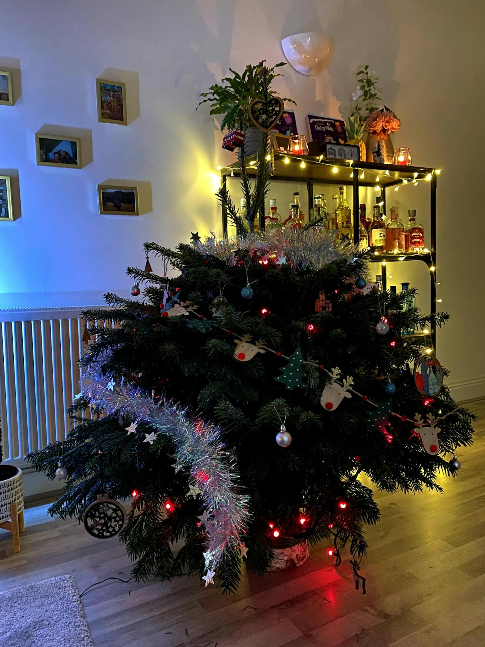 Christmas tree with reindeer garland