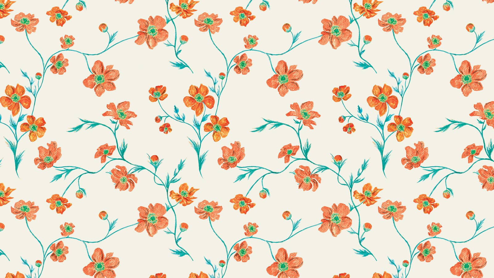 Lick x Jenna Hewitt Anemone 02 orange floral wallpaper