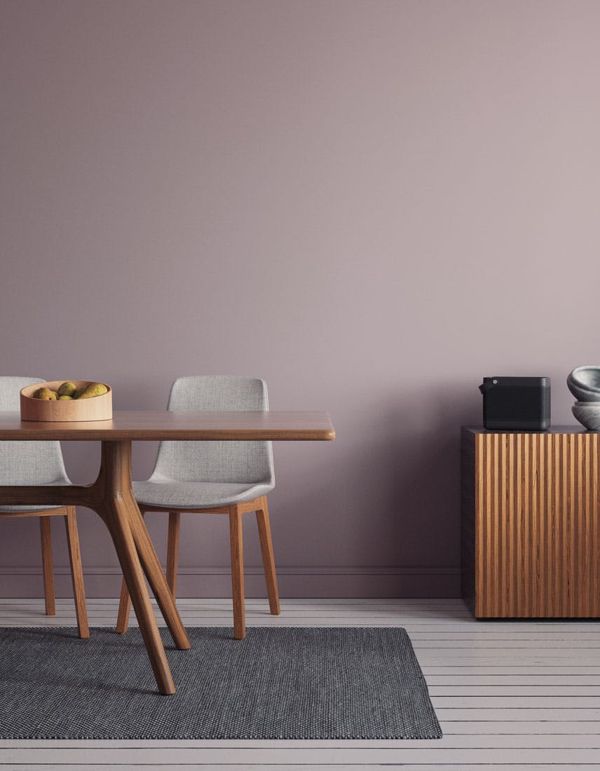 Dining room scene decorated with Lick Purple 01 paint