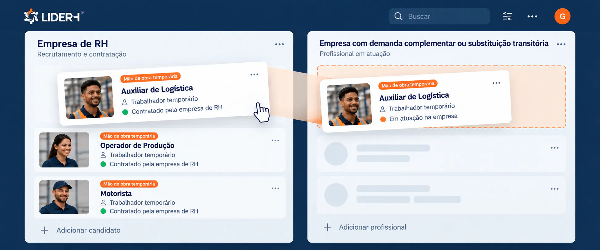 Fluxo da contratação de mão de obra temporária entre empresa de RH e empresa com demanda complementar ou substituição transitória