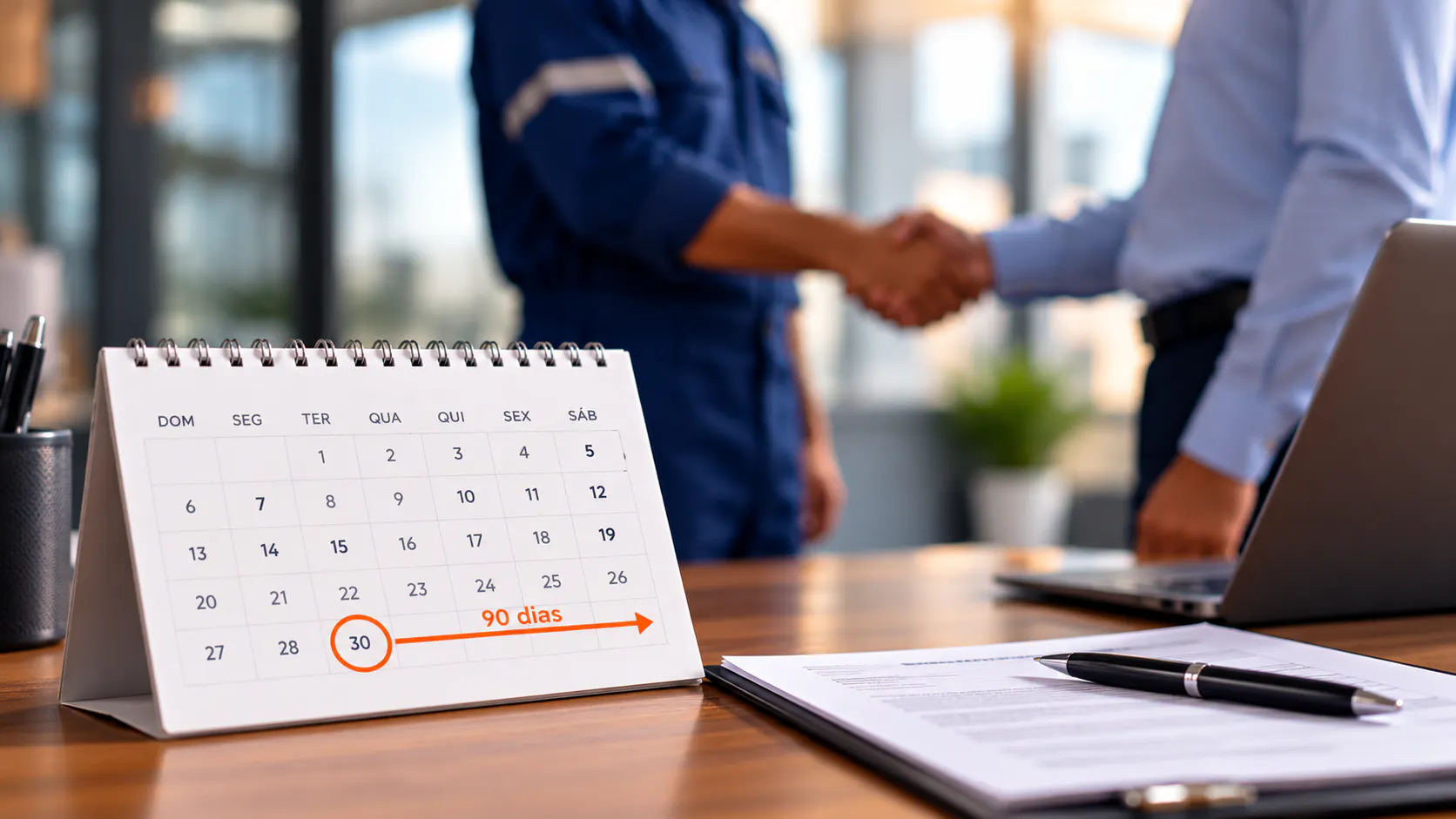 Calendário representando o prazo de 90 dias para recontratação de trabalhador temporário