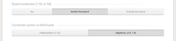 Settings for coordinate system on 8x8 boards