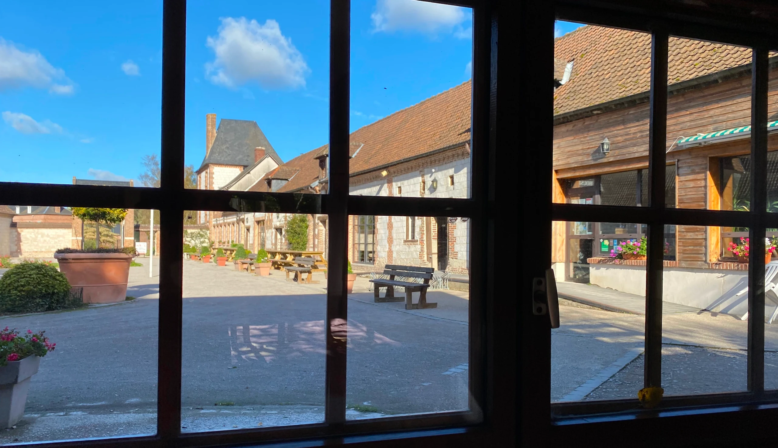 Large window overlooking the LieuDieu courtyard