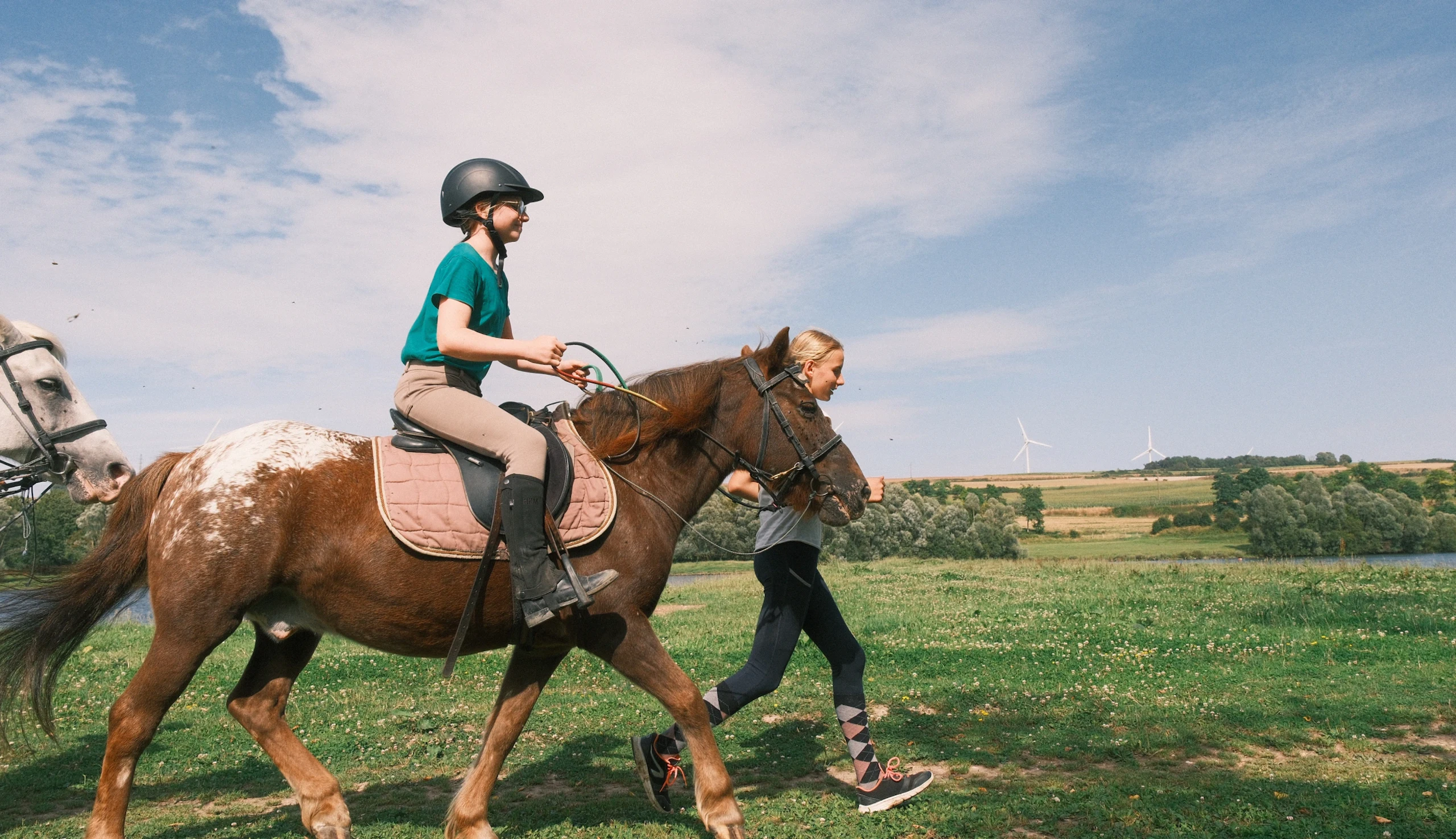 Enfant à poney, sortie en main