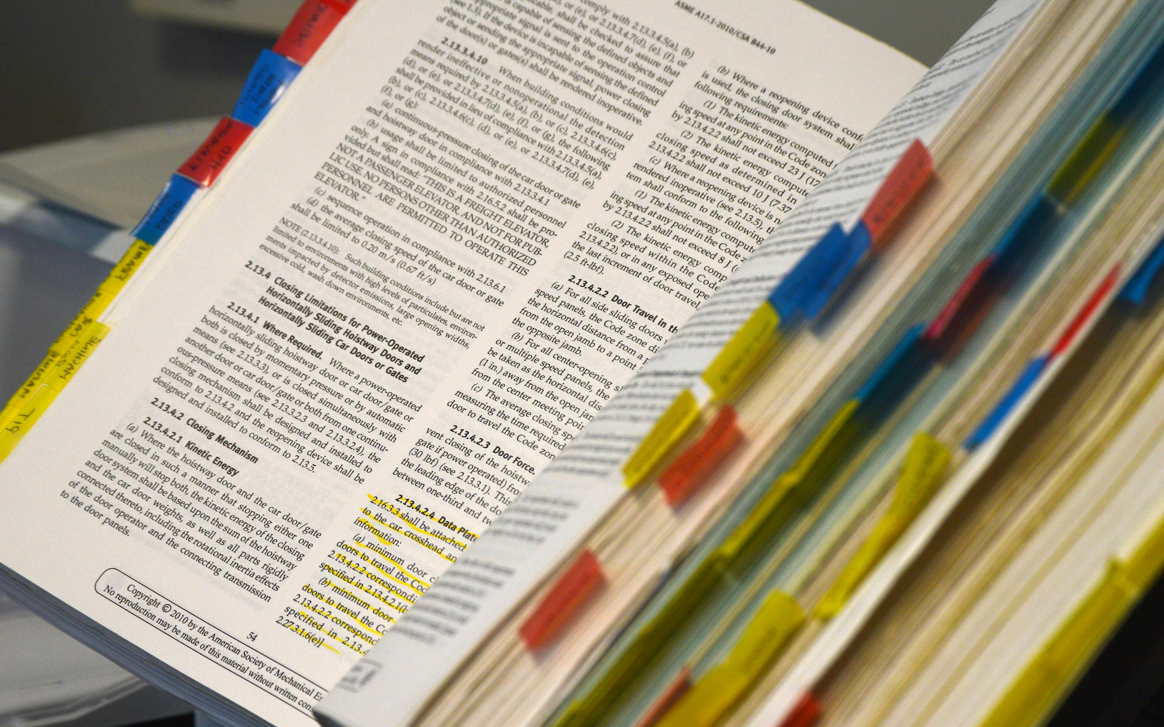 Law textbook annotated