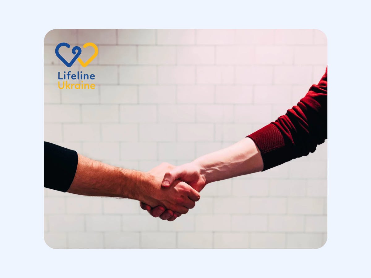 In the picture - a handshake as a sign of mutual support for LifeLine Ukraine