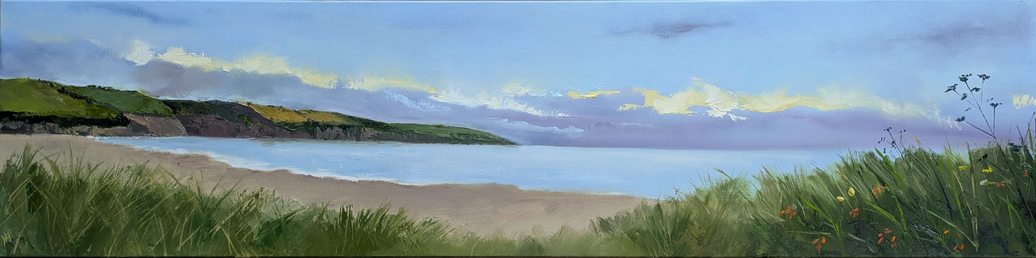 Melanie Paice, Flowers in the breeze, Par Sands, 2025, Oil on linen © The Artist