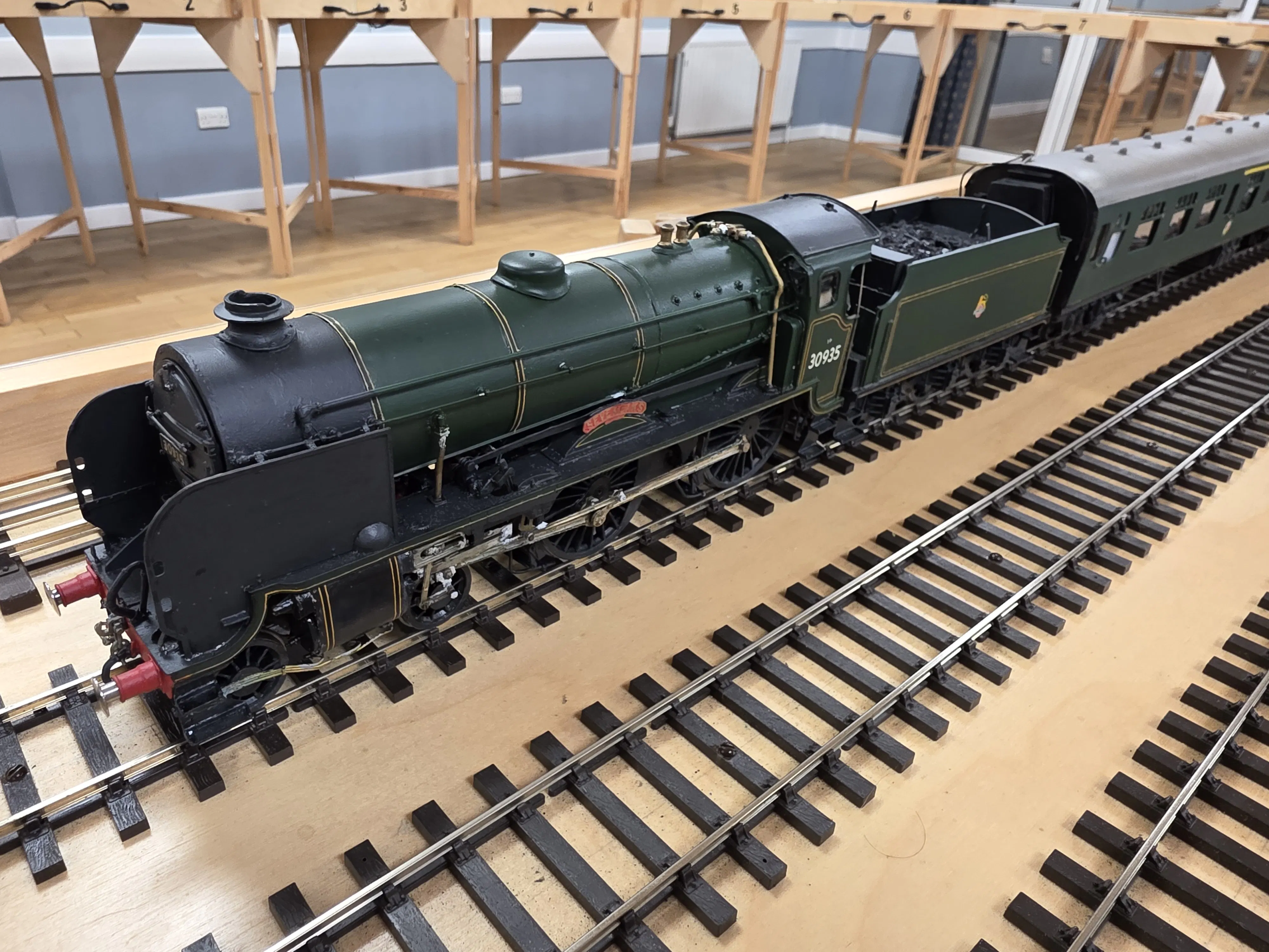 image shows a model train on a track