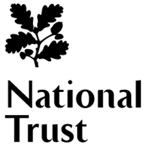 Black text logo for National Trust with their oak leaf emblem