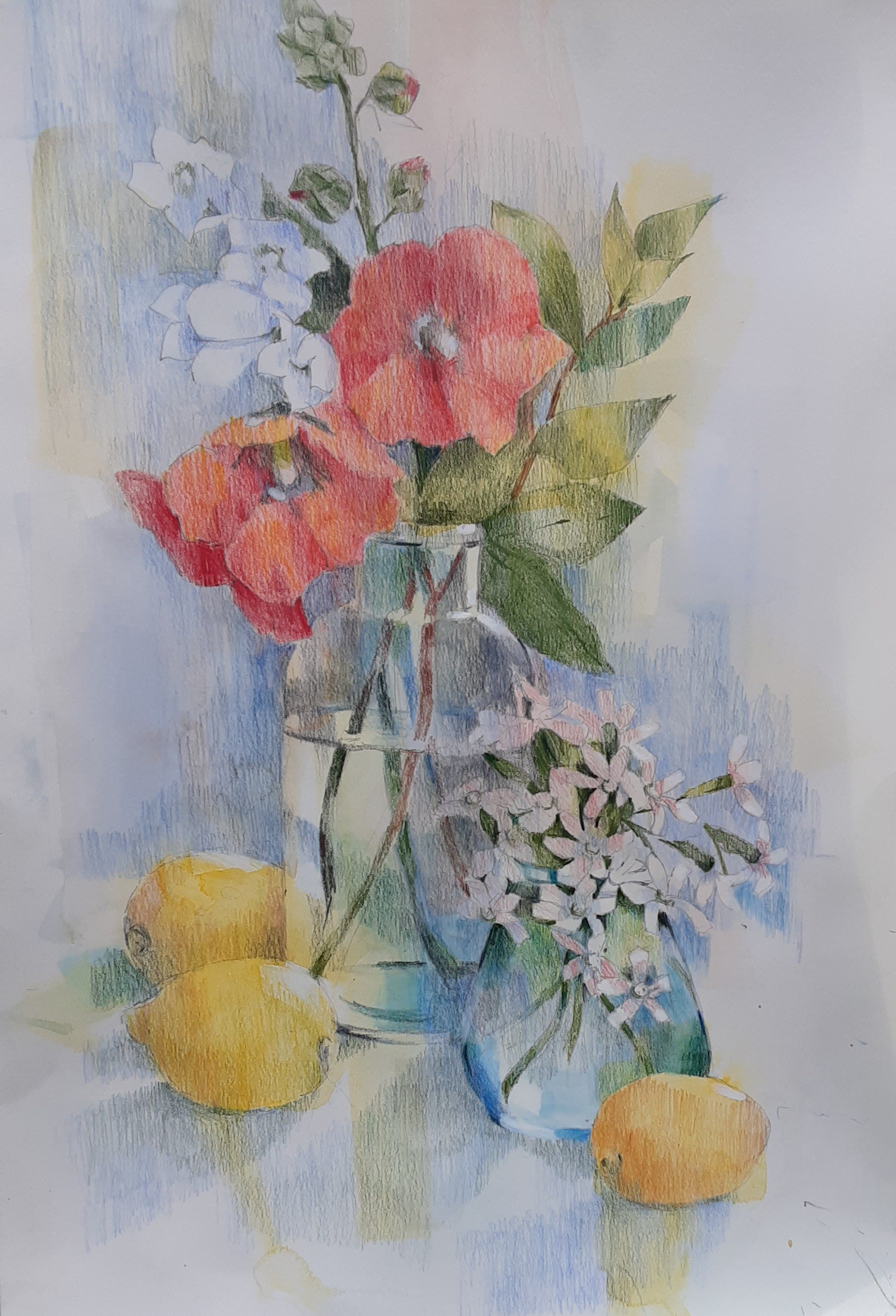 Hollyhocks and Lemons by Liz Seward