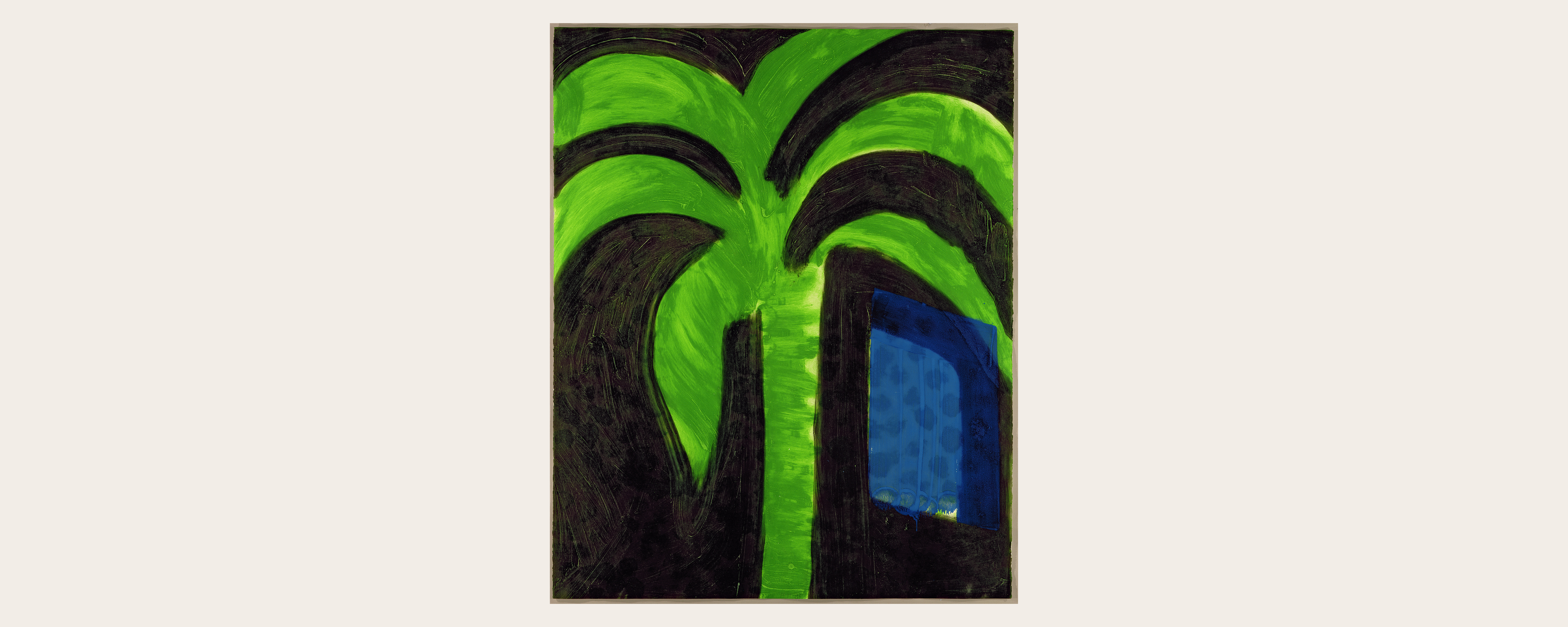 Howard Hodgkin (1932 – 2017), Palm and Window, 1990-91, Intaglio print with hand colouring in ultramarine blue egg tempera on Velin Arches (300 gsm). © The Estate of Howard Hodgkin. All rights reserved, DACS/Artimage 2026. Images courtesy Cristea Roberts Gallery, London.