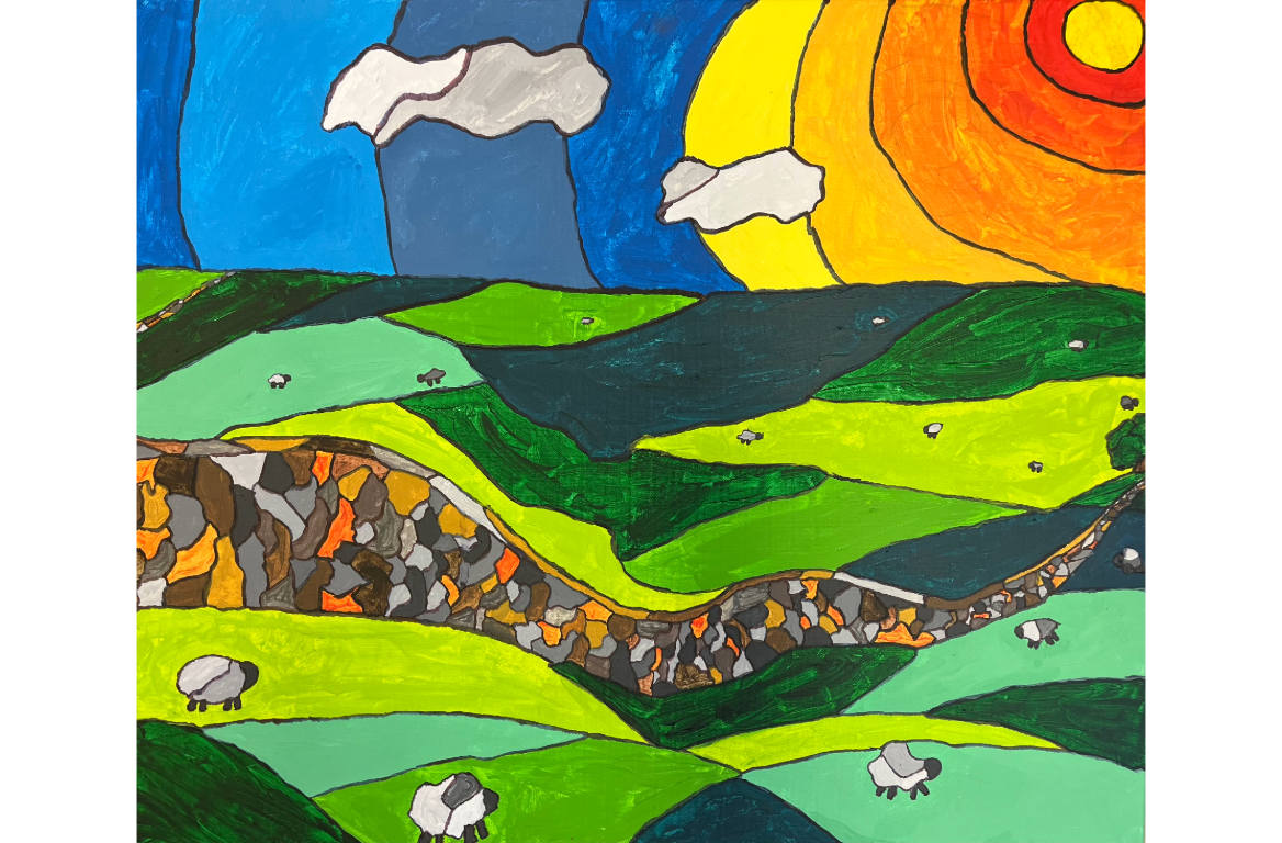 Amy Mears, Hadrian’s Wall, Acrylic on canvas, 2025  