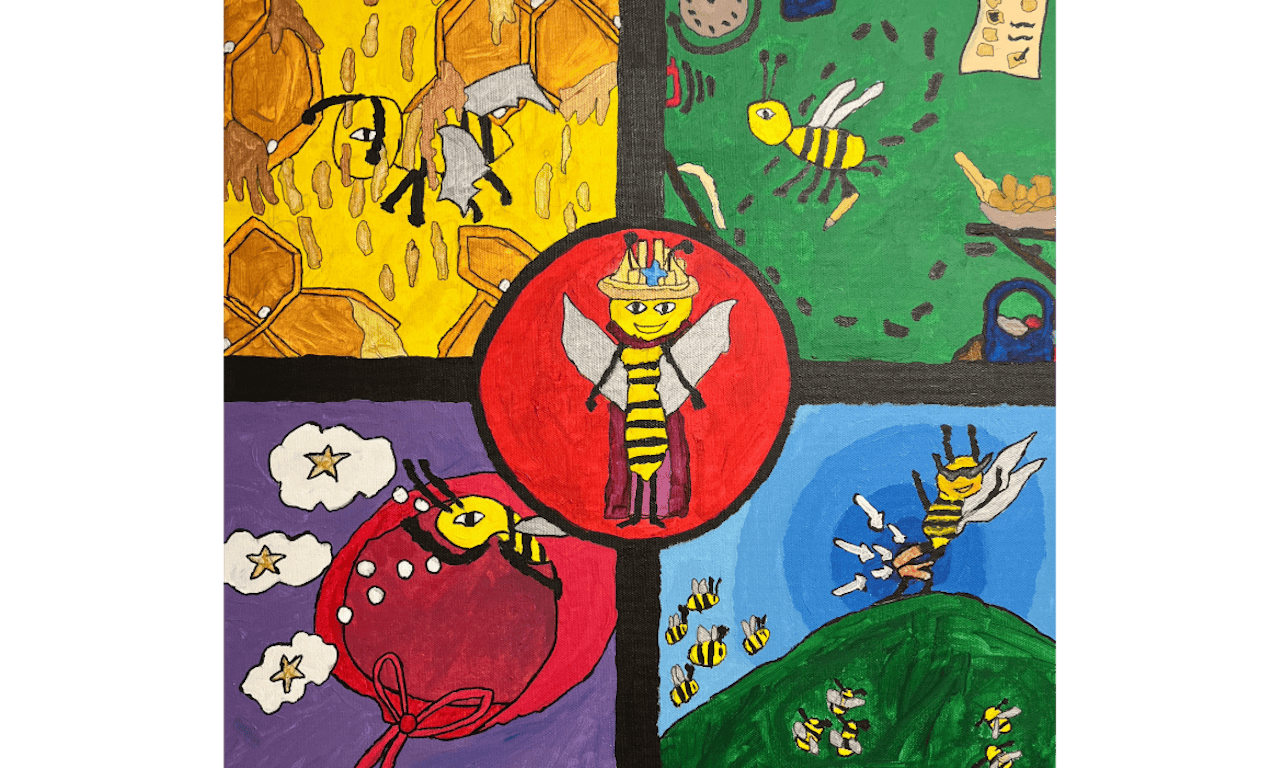 Amy Mears – Bee Connections
Acrylic on canvas
2025