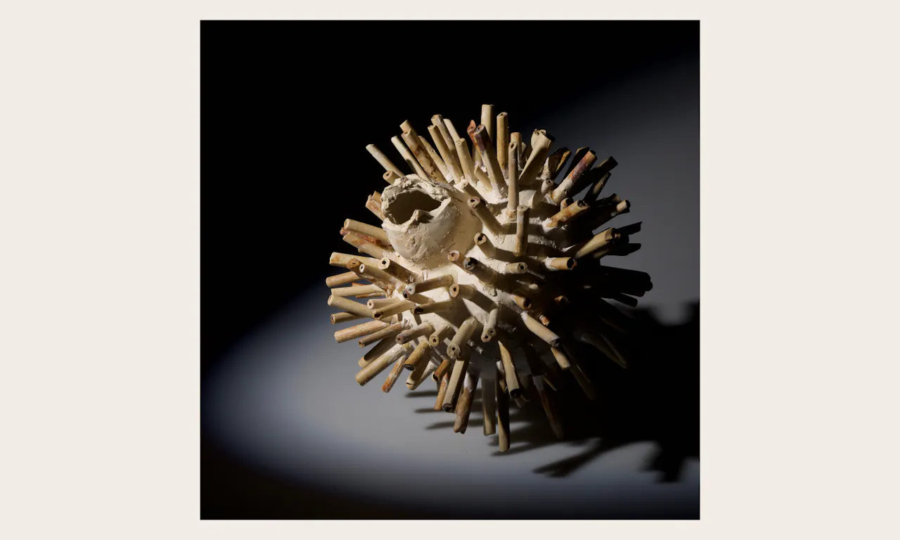 Orly Kritzman,Up in Smoke,Stoneware, clay pipes, paper clay 2025, 30 x 45 cm, c. The Artist, Orly Kritzman